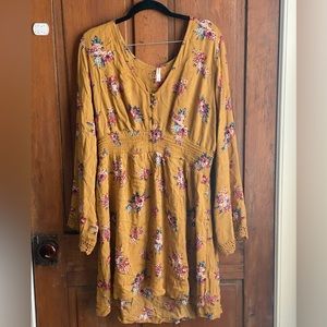 Xhilaration yellow flower print dress size XL